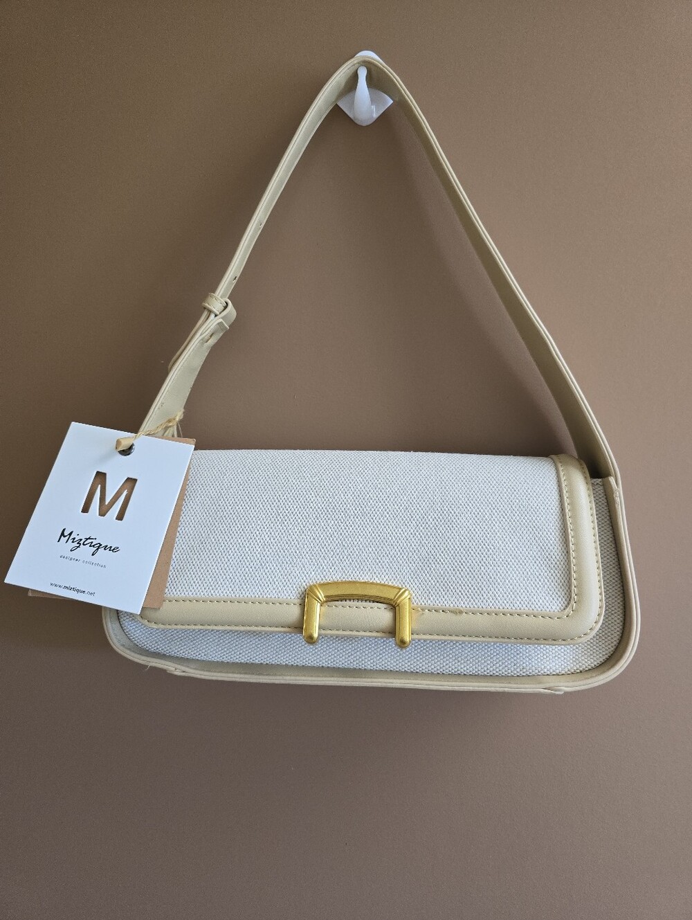 Miztique Canvas Bag NWT Cream Beige Shoulder Purse